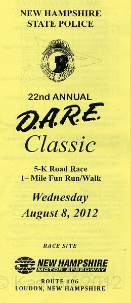 2012-08 DARE 5K 035.jpg - The NH State Police 22nd Annual D.A.R.E 5K. The course runs around the New Hampshire Motor Speedway NASCAR track in Loudon NH. August 8, 2012.